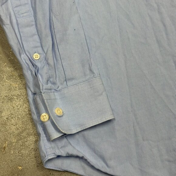 Harry Rosen Dress Shirt Textured Long Sleeve Button Up Blue Cotton 15 1/2 Medium - Picture 3 of 8